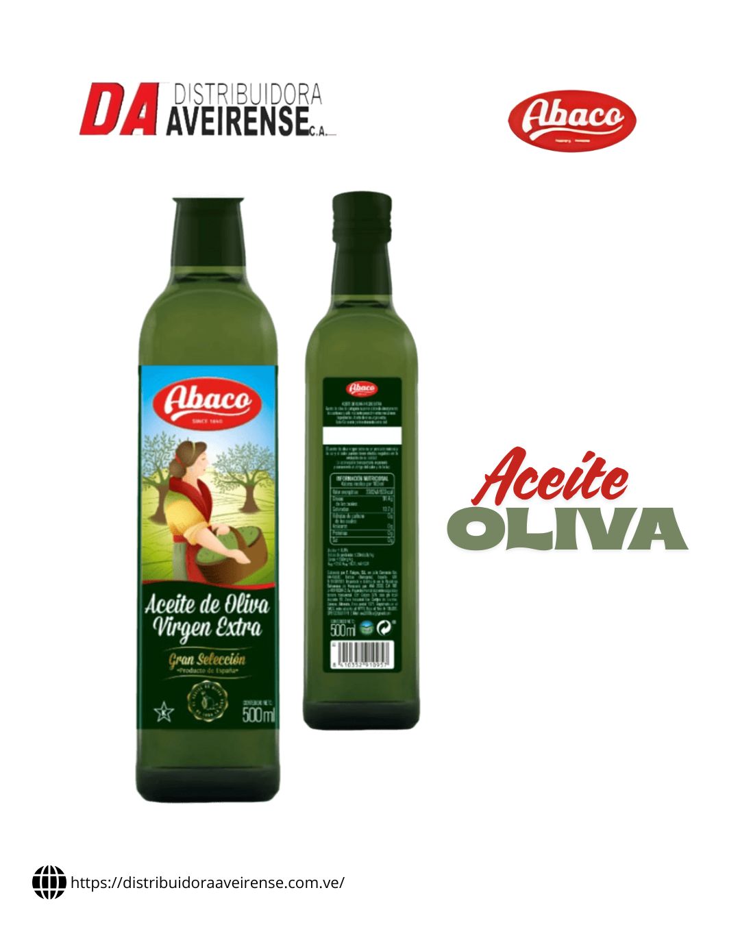 🫒 Aceite de Oliva Virgen Extra Abaco | Distribuidora Aveirense 🇻🇪