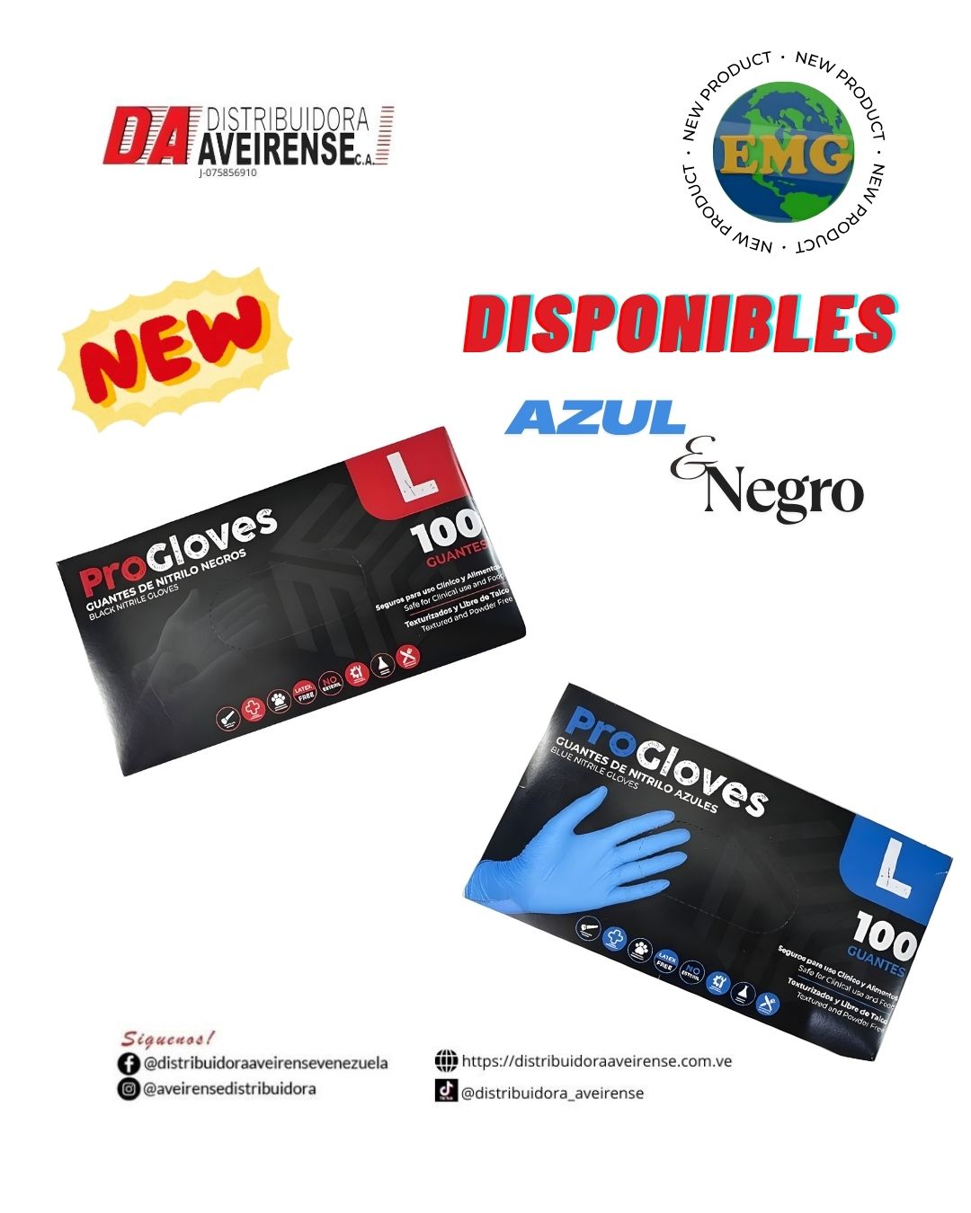 🧤 Guantes de Nitrilo Azules y Negros | Protección Profesional  📦