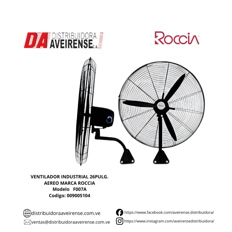 VENTILADOR INDUSTRIAL 26PULG.  AEREO MARCA ROCCIA