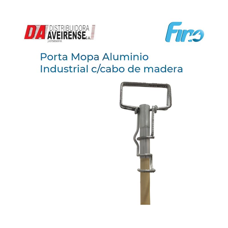 Porta Mopa Aluminio Industrial , Con Mango de Madera.