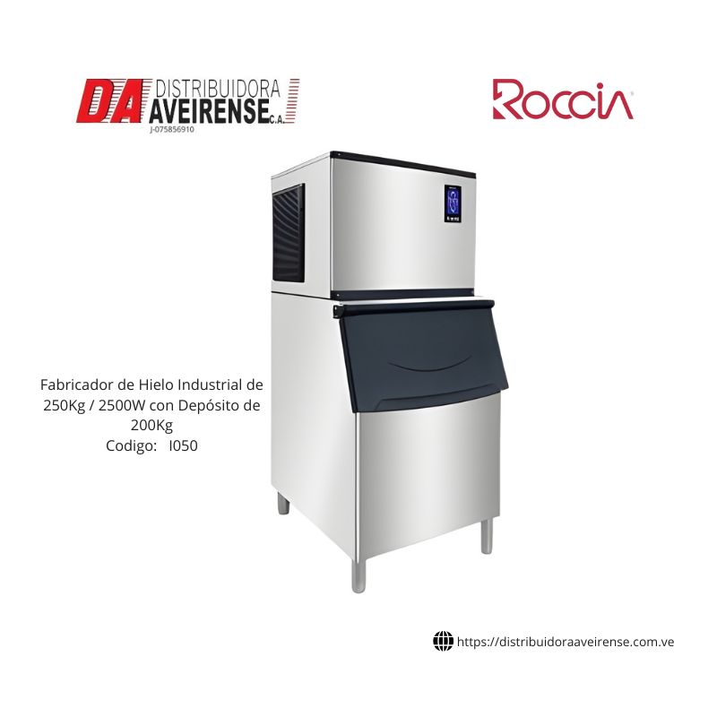 Fabricador de Hielo Industrial de 250Kg / 2500W con Depósito de 200Kg SF250.