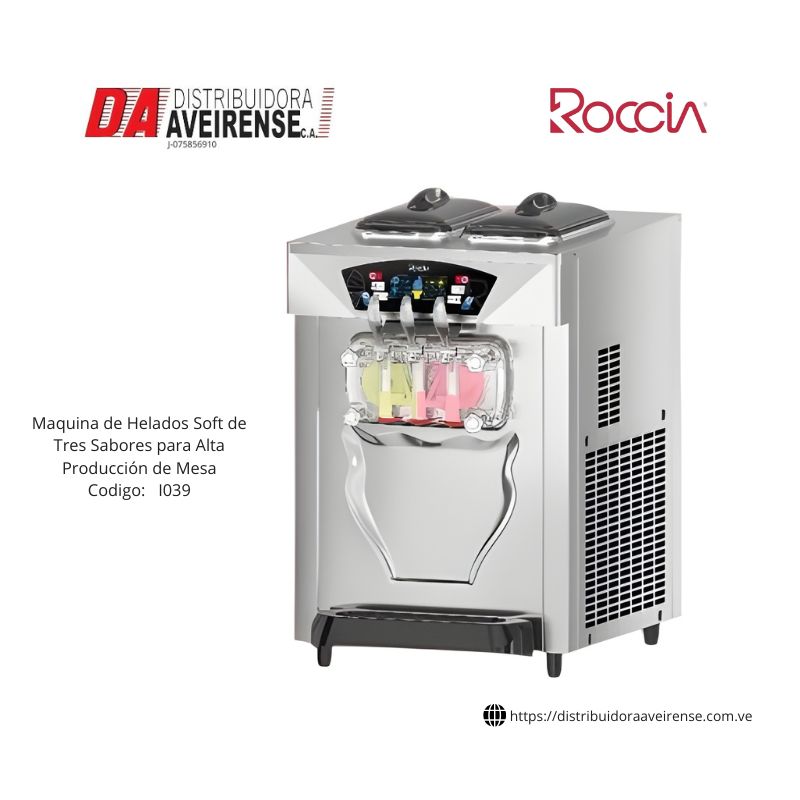 Maquina de Helados Soft de Tres Sabores para Alta Producción de Mesa.