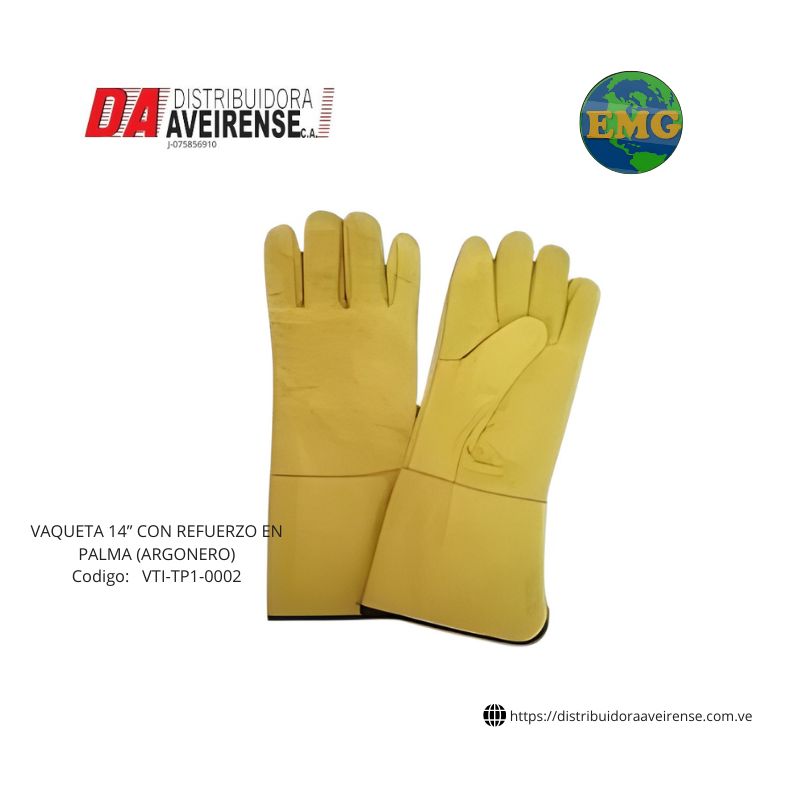 Guante VAQUETA 14” CON REFUERZO EN PALMA (ARGONERO).