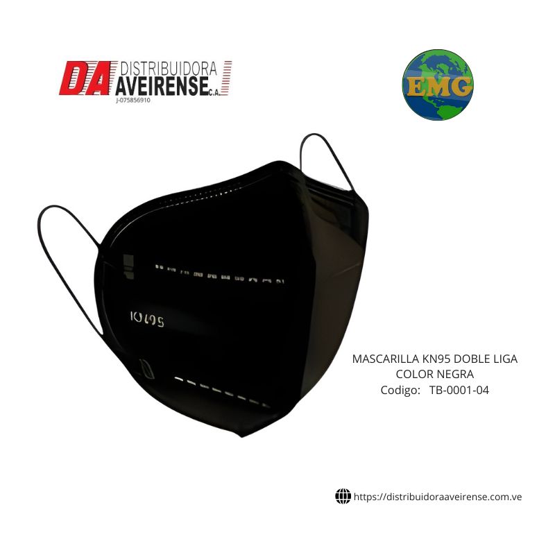 Tapaboca MASCARILLA KN95 DOBLE LIGA COLOR NEGRA.,precio por unidad, caja de 10 unidades