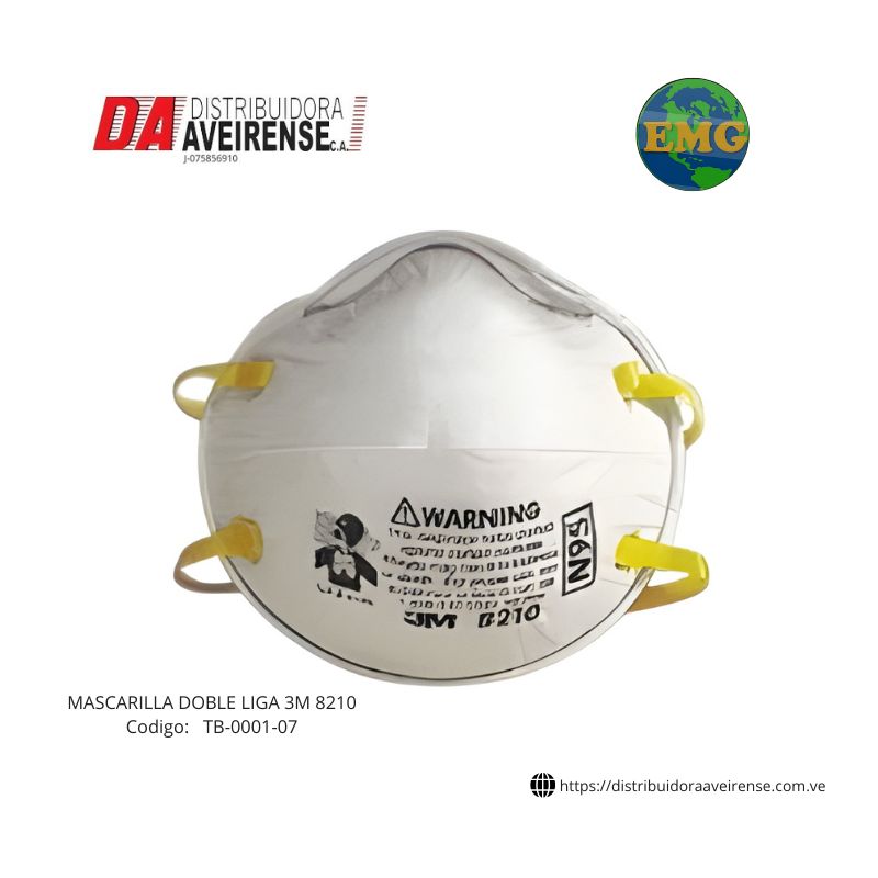 Tapaboca MASCARILLA DOBLE LIGA 3M 8210. caja de 20 un. Precio por unidad