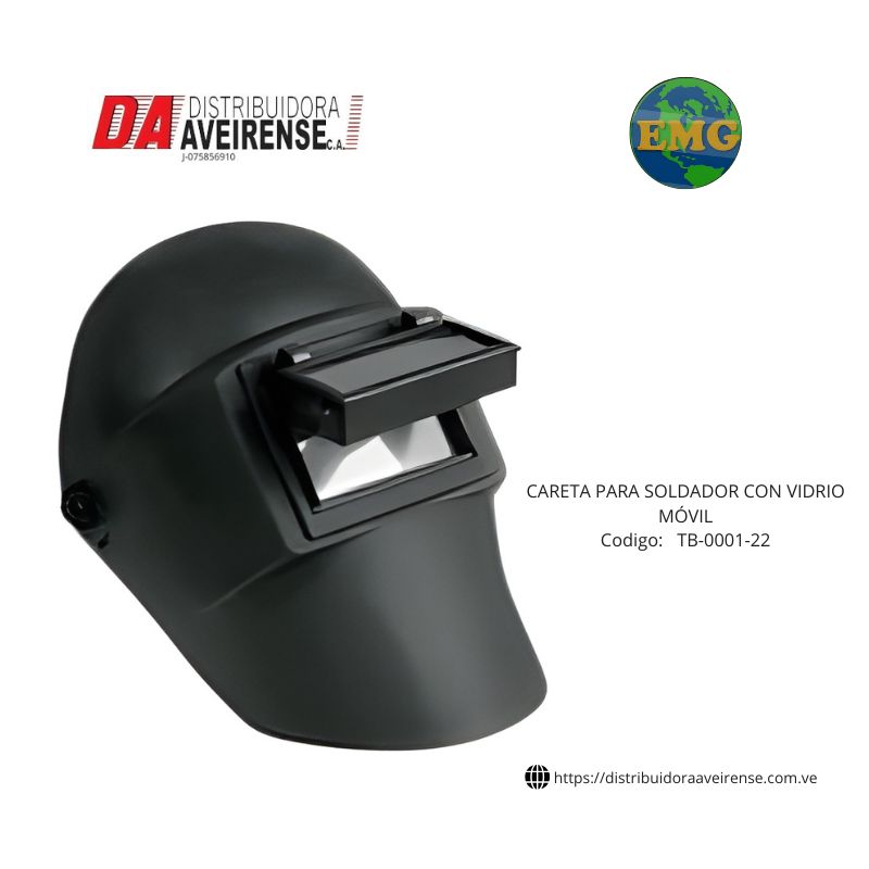 CARETA PARA SOLDADOR CON VIDRIO MÓVIL.
