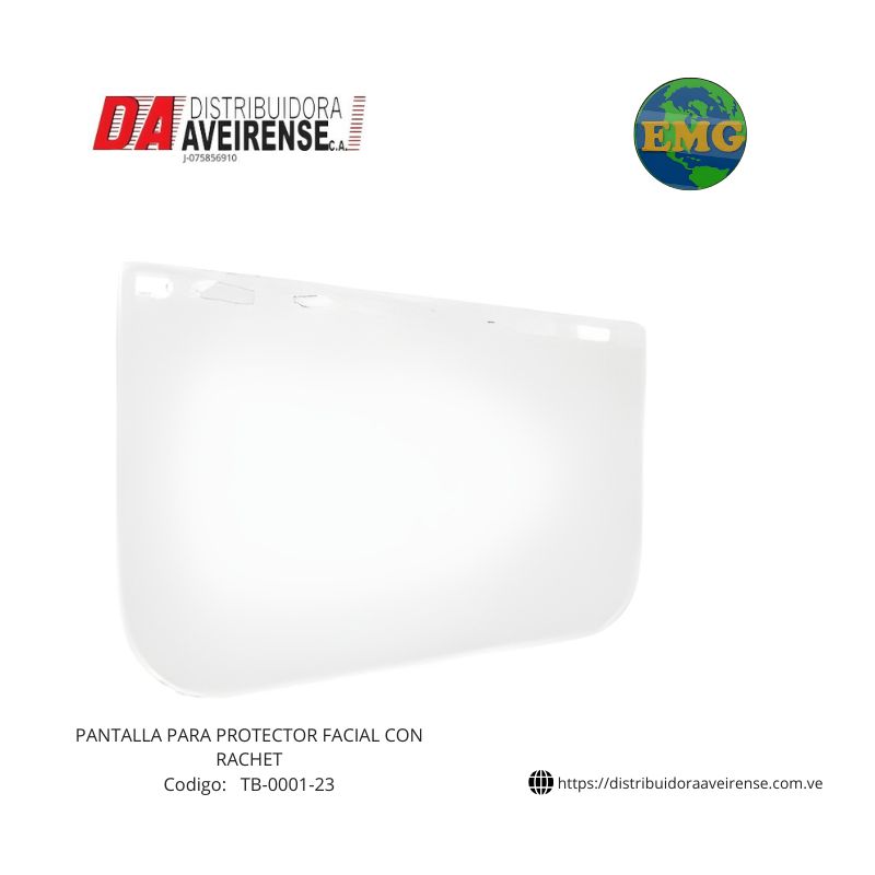 PANTALLA PARA PROTECTOR FACIAL CON RACHET. UNIDAD