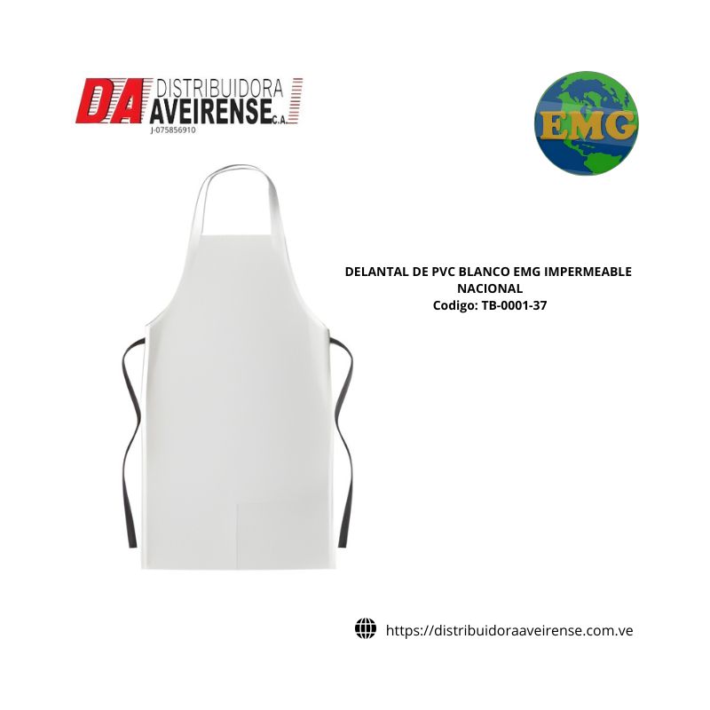 DELANTAL DE PVC BLANCO EMG IMPERMEABLE NACIONAL.