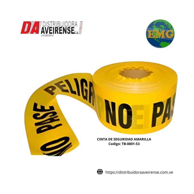 CINTA DE SEGURIDAD AMARILLA. 250 MT. 3 Pulgadas de Altura 