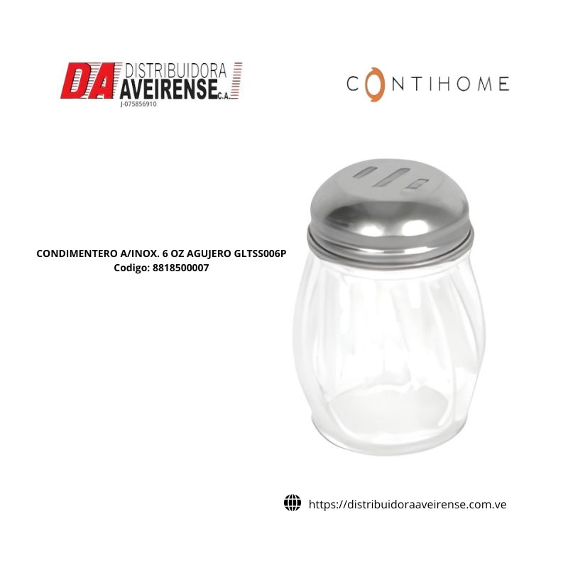 CONDIMENTERO A/INOX. 6 OZ AGUJERO GLTSS006P.