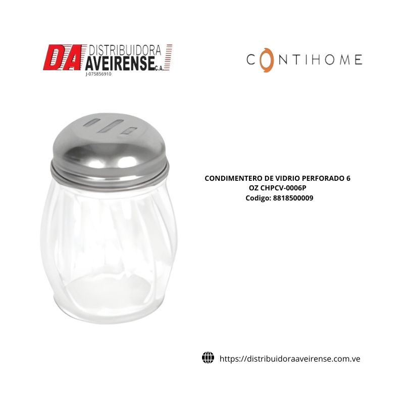 CONDIMENTERO DE VIDRIO PERFORADO 6 OZ CHPCV-0006P.