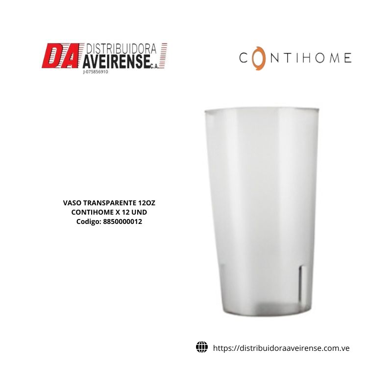 VASO TRANSPARENTE 12OZ CONTIHOME X 12 UND.