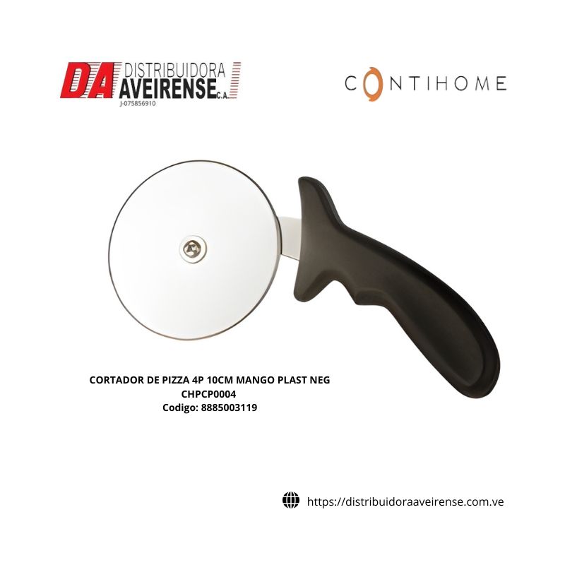 CORTADOR DE PIZZA 4P 10CM MANGO PLAST NEG CHPCP0004.