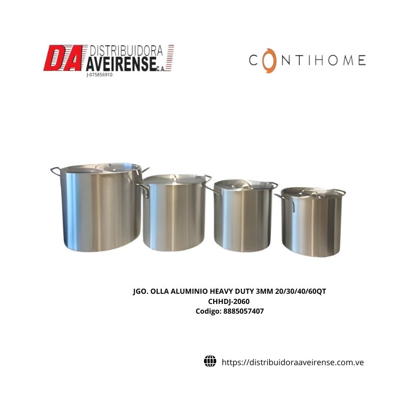 JGO. OLLA ALUMINIO HEAVY DUTY 3MM 20/30/40/60 LT. QT CHHDJ-2060.