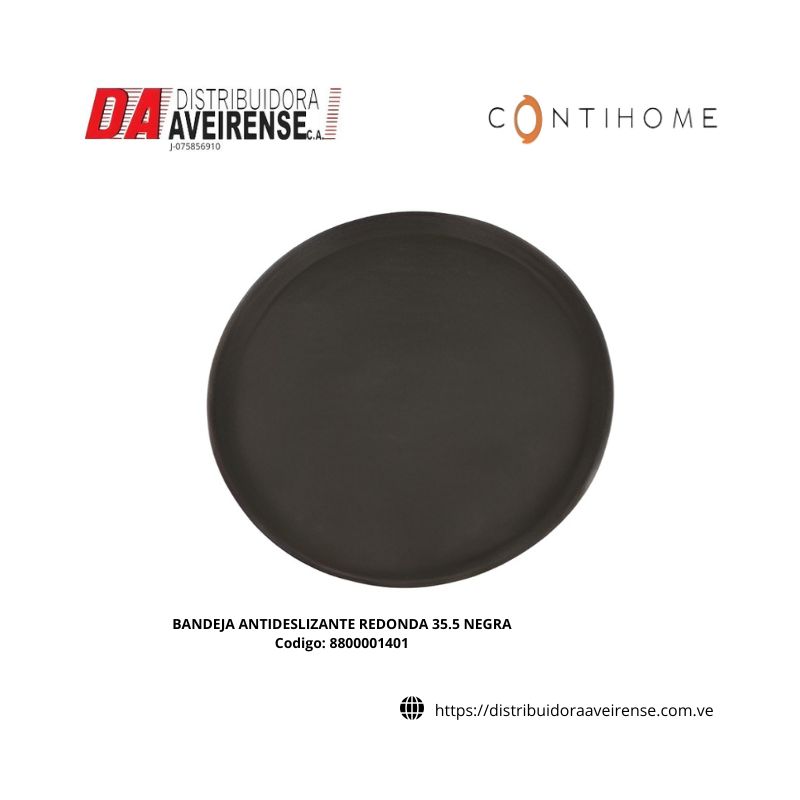 BANDEJA ANTIDESLIZANTE REDONDA 35.5 NEGRA.