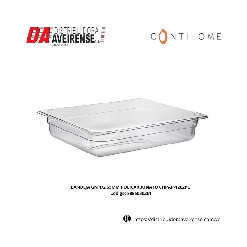 BANDEJA GN 1/2 65MM POLICARBONATO CHPAP-1202PC.