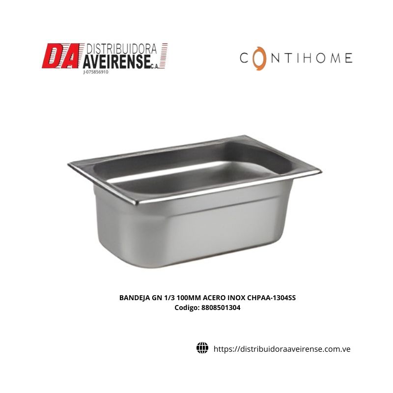 BANDEJA GN 1/3 100MM ACERO INOX CHPAA-1304SS.