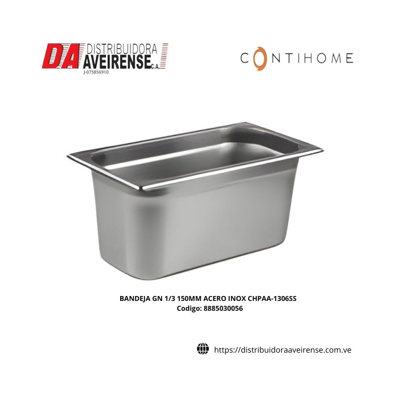 BANDEJA GN 1/3 150MM ACERO INOX CHPAA-1306SS.