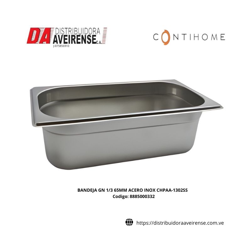 BANDEJA GN 1/3 65MM ACERO INOX CHPAA-1302SS.