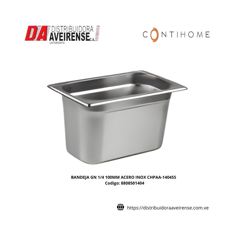 BANDEJA GN 1/4 100MM ACERO INOX CHPAA-1404SS.