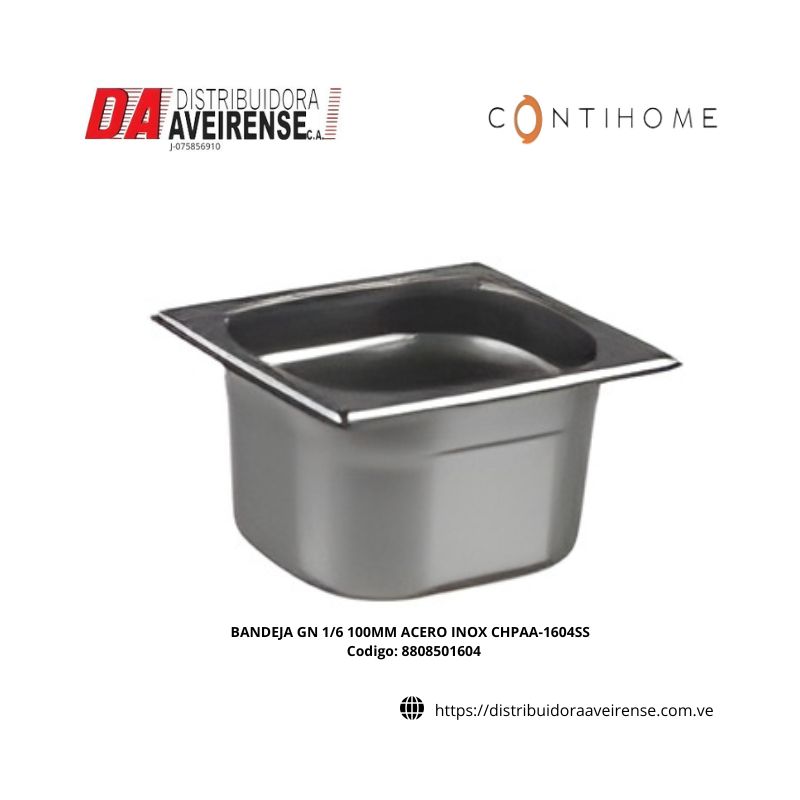 BANDEJA GN 1/6 100MM ACERO INOX CHPAA-1604SS.