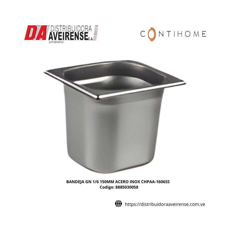 BANDEJA GN 1/6 150MM ACERO INOX CHPAA-1606SS.
