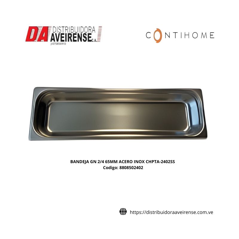 BANDEJA GN 2/4 65MM ACERO INOX CHPTA-2402SS.