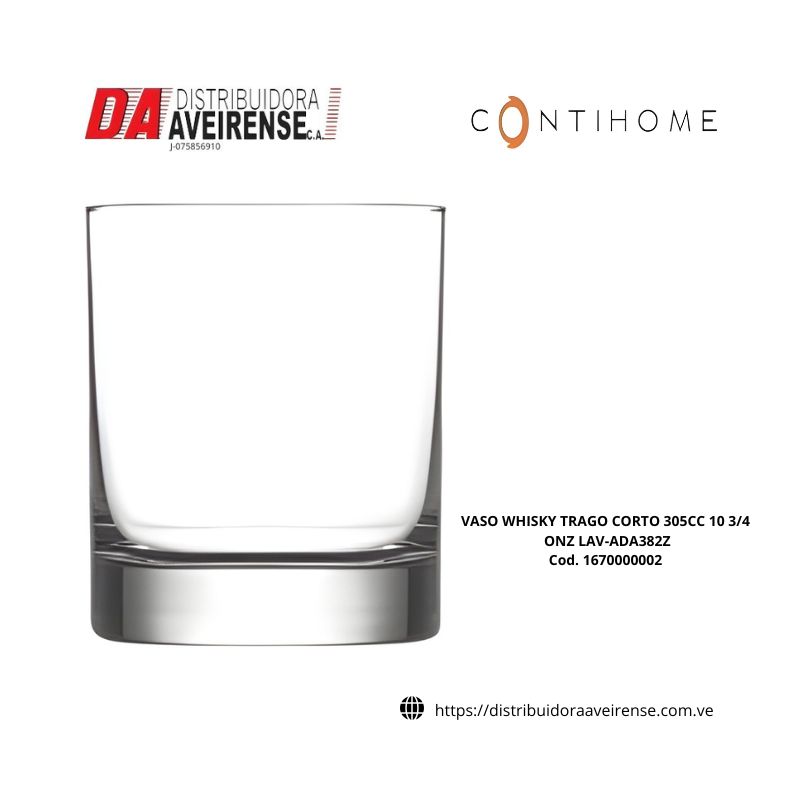 VASO WHISKY TRAGO CORTO 305CC 10 3/4 ONZ LAV-ADA382Z., caja de 24 unidades , precio por unidad