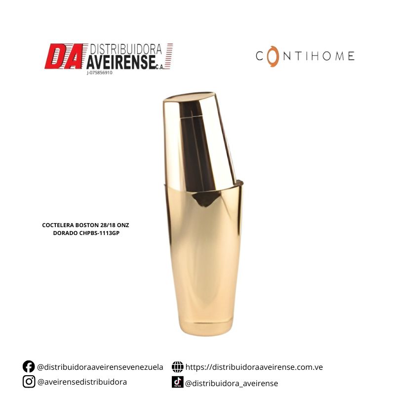 COCTELERA BOSTON 28/18 ONZ DORADO CHPBS-1113GP.