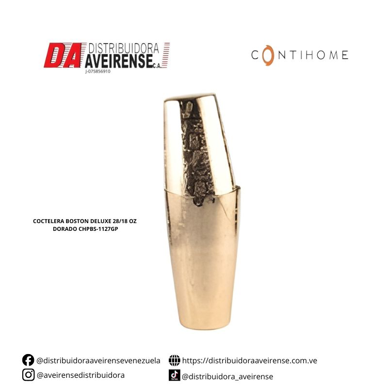 COCTELERA BOSTON DELUXE 28/18 OZ DORADO CHPBS-1127GP.