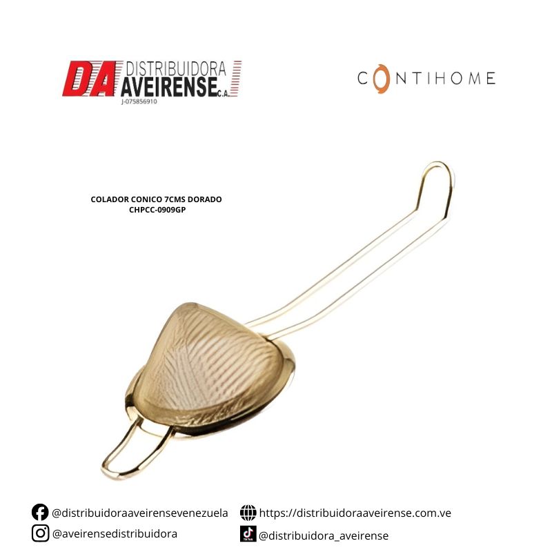 COLADOR CONICO 7CMS DORADO CHPCC-0909GP.