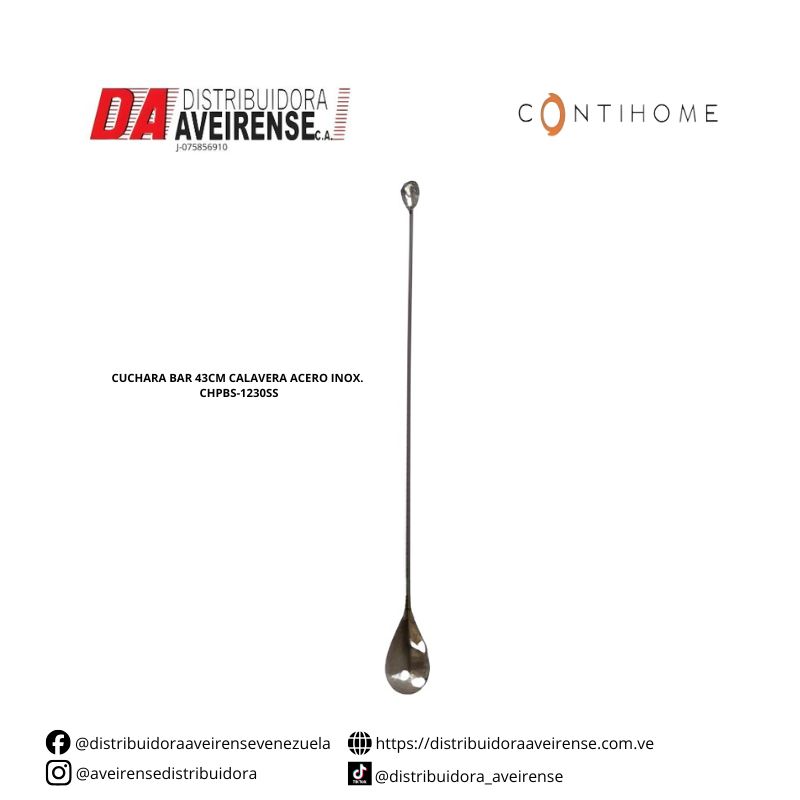 CUCHARA BAR 43CM CALAVERA ACERO INOX. CHPBS-1230SS.