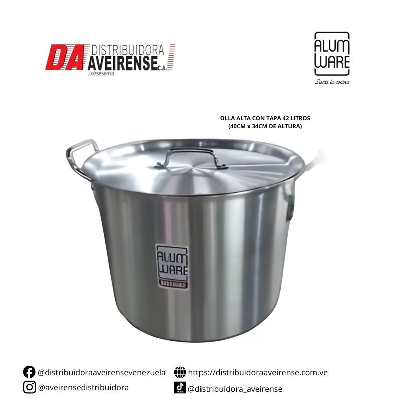 OLLA ALTA CON TAPA 42 LITROS (40CM x 34CM DE ALTURA)