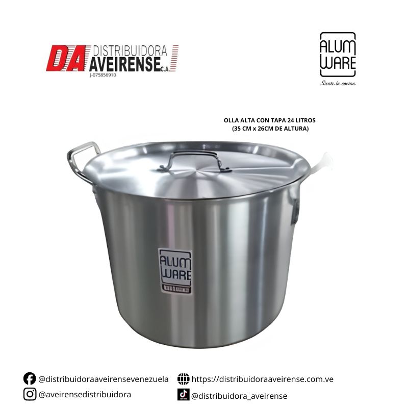 OLLA ALTA CON TAPA 24 LITROS (35 CM x 26CM DE ALTURA)