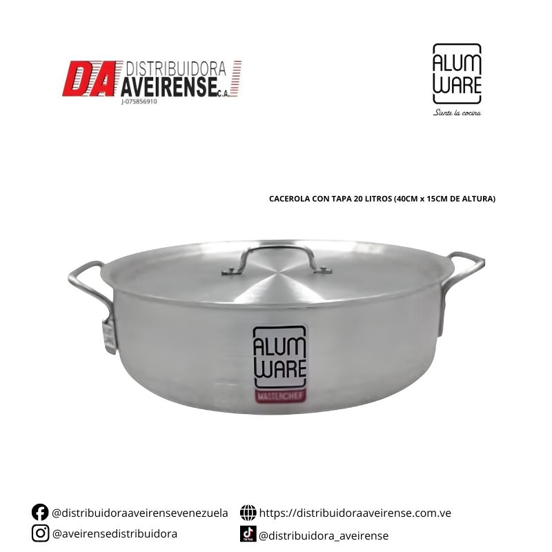 CACEROLA CON TAPA 20 LITROS (40CM x 15CM DE ALTURA)