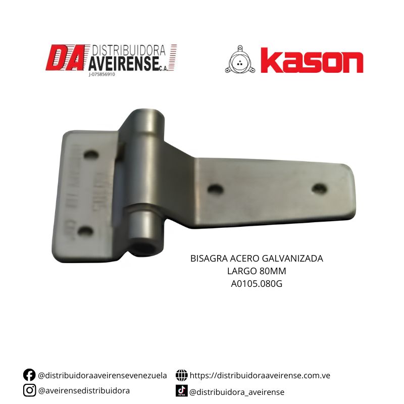 BISAGRA ACERO GALVANIZADA LARGO 80MM A0105.080G.